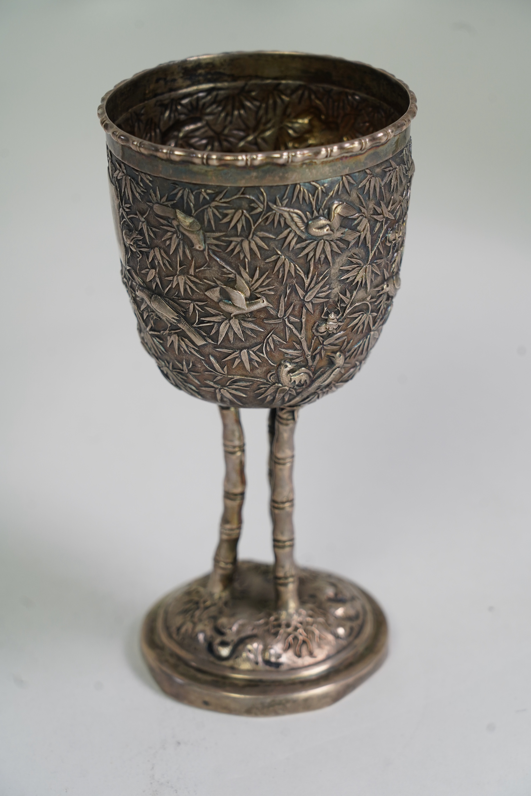 A late 19th/early 20th century Chinese white metal goblet